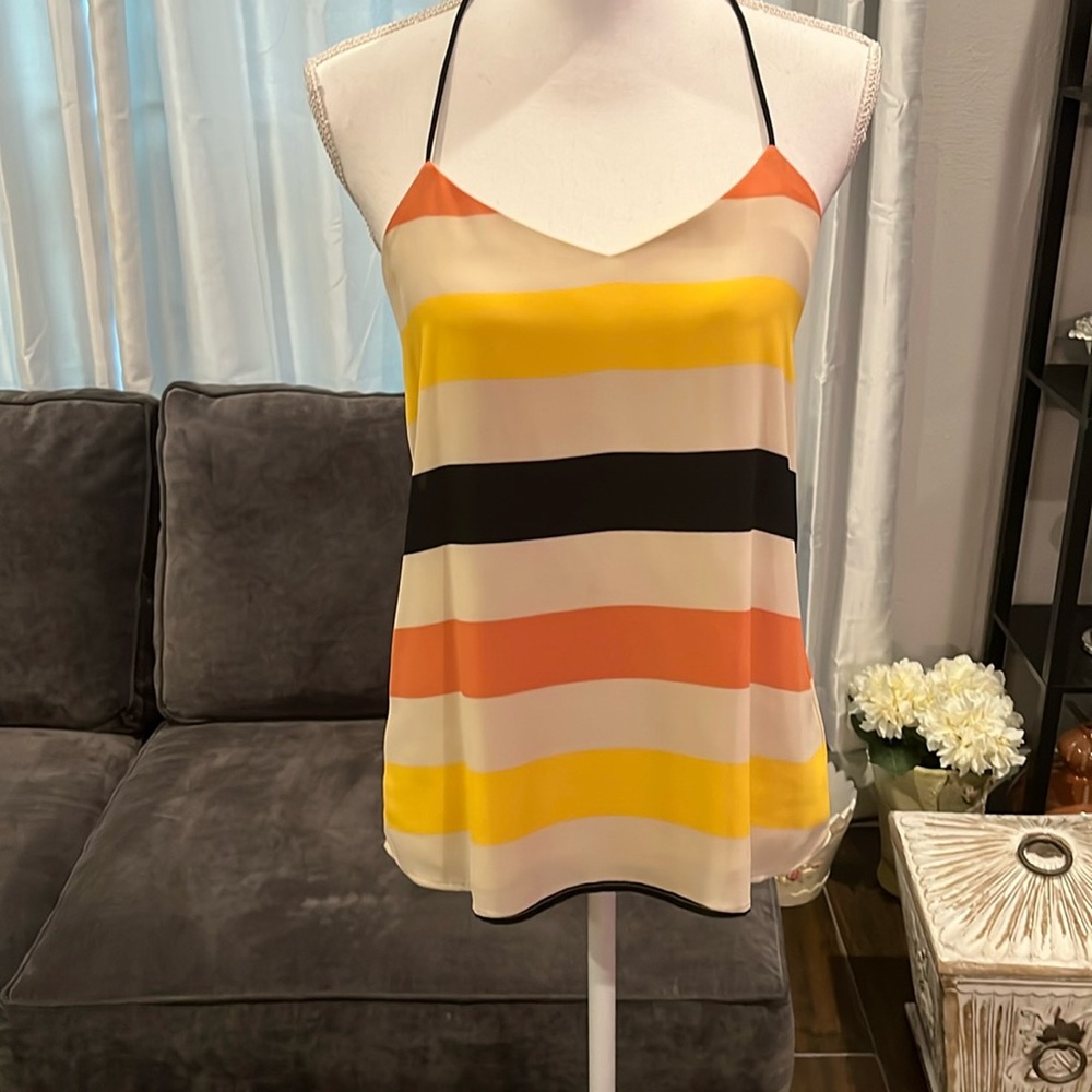 No Brand. Super cute Summer Top cream, yellow, orange/ melon and black
